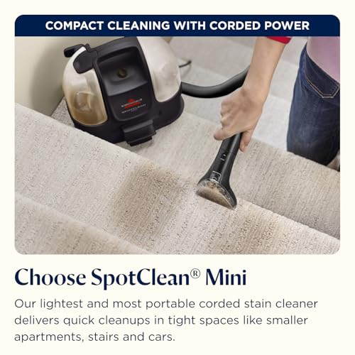 BISSELL SpotClean Mini Corded Carpet Cleaner, Portable Spot Washer, Perfect for Quick Cleanups, Compact & Lightweight Machine, On the Go Stain Remover for Cars, Boats, Sofa, Rugs & More, 4149E