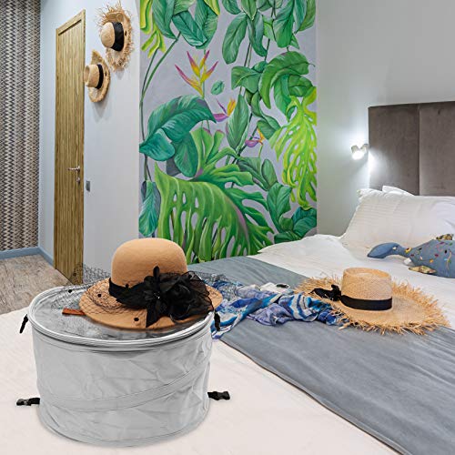 Foldable Hat Box,Round Hat Storage Box With Lid, Stuffed Animal Toy Storage Box, Large Pop-Up Hat Storage Bag, Men And Women Travel Hat Box, 17 In Gray #TOP6