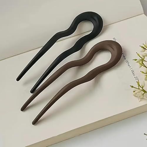 Lexique Beauty U-Shaped Hair Pins, Black and Brown, Plastic Fish