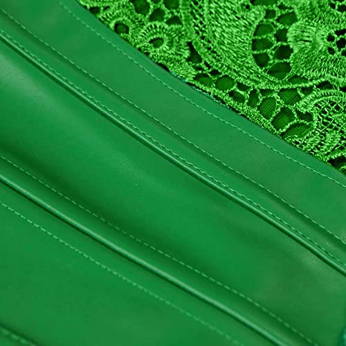 Kimring Women's Steampunk Gothic Sexy Faux Leather Shoulder Strap Bustier Corset With Lace Skirt Green Medium #TOP5