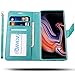AMOVO Case for Galaxy Note 9 [2 in 1] Samsung Galaxy Note 9 Wallet Case [Detachable Folio] [Vegan Leather] [Wrist Strap] [Card Slot] [Kickstand] Note 9 Flip Case with Gift Box Package (Note 9, Aqua)