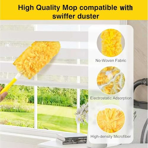 Image of Heavy Duty Duster Refills for swiffer Duster, Disposable Dusters Kit for Cleaning Dusting Furniture Blind Ceiling Fan, Electrostatic Lock-Dust Technology 360 Feather Duster,60 Duster and 1 Handle