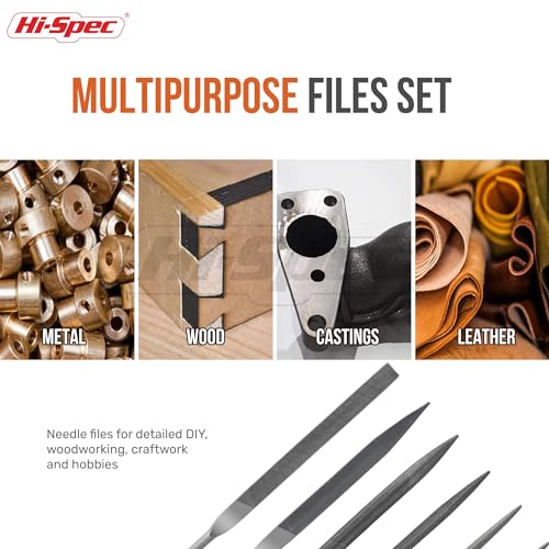 Image of Hi-Spec 6pc Metal Small Needle Hand File Tool Set Kit. Fine Micro Steel Files. Flat, Half, Round & Triangle for Crafts, Metal & Wood Work.