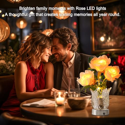 Image of Champagne Rose LED Night Light, The Perfect Gifts for Home Decor for Women, Womens Mom Wife Friends for Her Valentine Anniversary Christmas Birthday Gifts (Champagne)