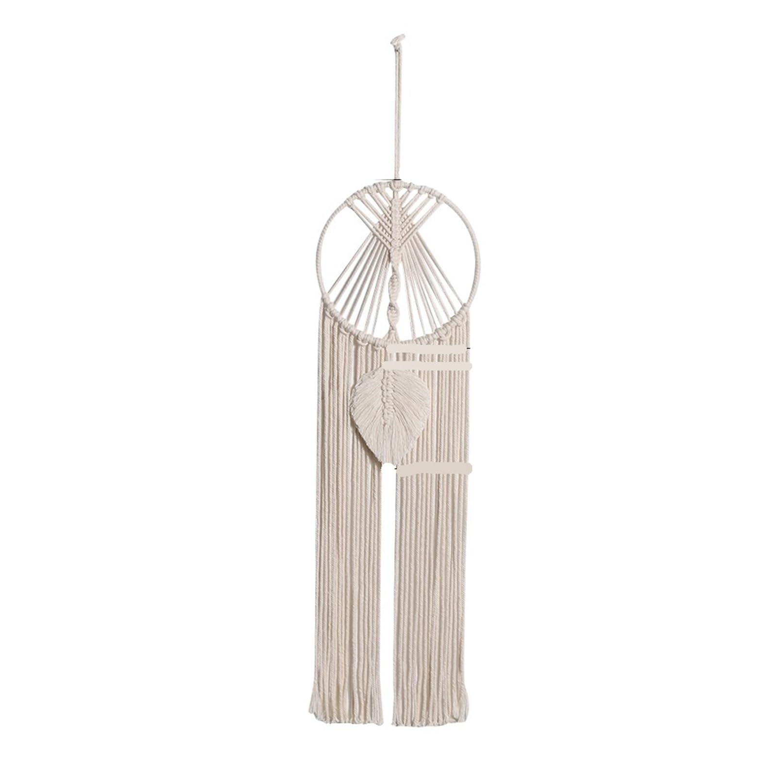 2PCS Handmade Dream Catcher Hanging With Rattan Bead Feathers Wall Car Decoration Ornament Dreamcatcher for Bedroom(Beige03)