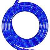 Wintergreen Lighting 18ft 216 LED Commercial Grade Blue Rope Light, LED Flexible Rope String Light Outdoor – LED Rope Bedroom Light, 120V, ½ Inch, 2-Wire – Rope Light Clips and Power Cord Included