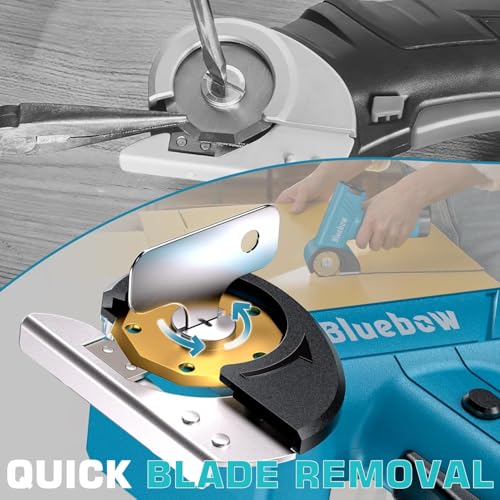 Image of Bluebow Cordless Electric Scissors, Rechargeable Cardboard Cutter | LED Light,4-Speed Settings, Safety Lock, 2 Blades, USB-C Battery Powered Box Cutter for Carpet, Leather, Fabric, Packages
