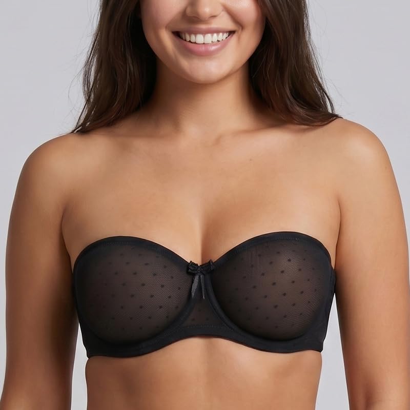 MELENECA Sujetador Reductor Bandeau con Aros, Encaje, Sin Tirantes | Invisible, sin relleno, antideslizante con silicona, multiposición, ideal para vestidos de novia y fiesta