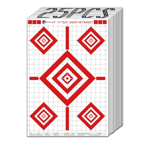 25 Fogli di bersaglio di carta per il tiro a segno, 43 x 63,5 cm, adatti a pistole, fucili, pistole a pallini, pistole ad aria compressa, fucili BB, Airsoft
