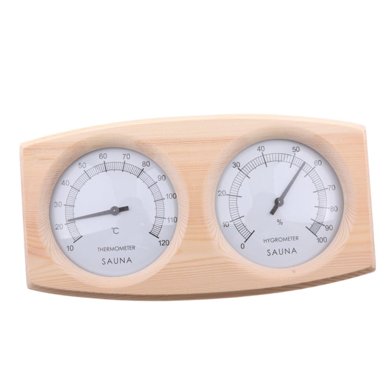 POPETPOP Wooden Hygrothermograph Multiple Temperature Humidity for Sauna Indoor Use Durable Golden Pointer with Dial Measures to Great Present Option
