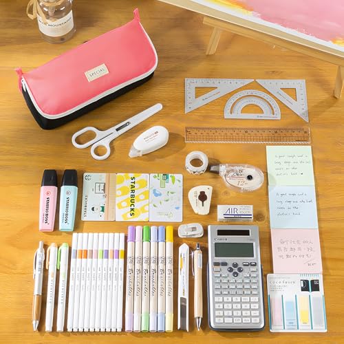 Image of Pencil Case Large Capacity Pencil Pouch Pen Bag with Big Compartment, Foldable Pencil Bags with Zipper Pencil Pouch, Student Pencil Case Stationery Bag for Girls and Boys Teen Adults Women Men (Red)