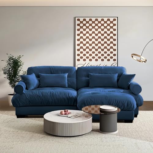Image of SoarFlash L Shaped Couches for Living Room, Small Sectional Sofa Set with Reversible Chaise, Modern Designed Sleeper Sofas and Modular Couch Function, Suitable for Small Spaces in Apartment, Blue