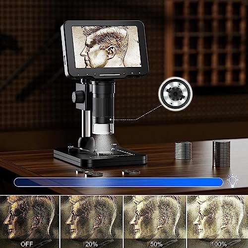Image of Tobo 1000X, 5'' LCD Digital Microscope with LED Light, 1080P Coin Magnifier Taking Photo /Video, PC Compatible with Windows /Mac TD-1014IM
