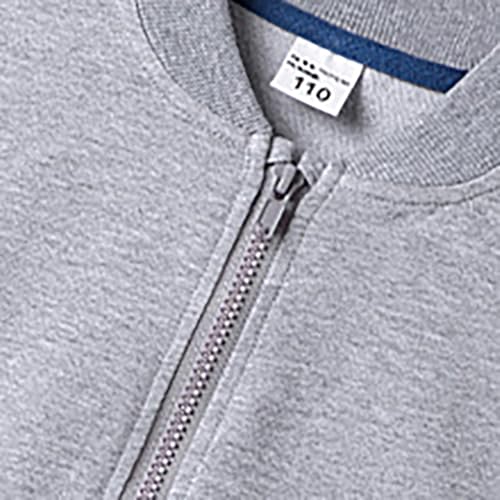 LittleSpring Neutral Boys Girls Baseball Jackets Kids Zip Up School Varsity Sweatshirt3