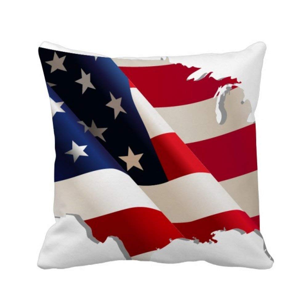 Housse de coussin étoiles et rayures drapeau américain aux finitions soignées