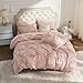 Bedsure Tufted Rose Pink Queen Size Comforter Sets, GentleSoft™ 3 Pieces Bow Cute Bedding Pink Room Decor, Gifts for Girls Teens Women, All Seasons, 1 Bed Comforter, 2 Pillow Shams, 90x90 Inches