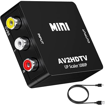 RCA to HDMI Converter, 1080P RCA Composite CVBS AV to HDMI Video Audio Converter Adapter with USB Power Cable, Compatible with N64 Wii PS2, Xbox VHS VCR Camera DVD PAL/NTSC compatible