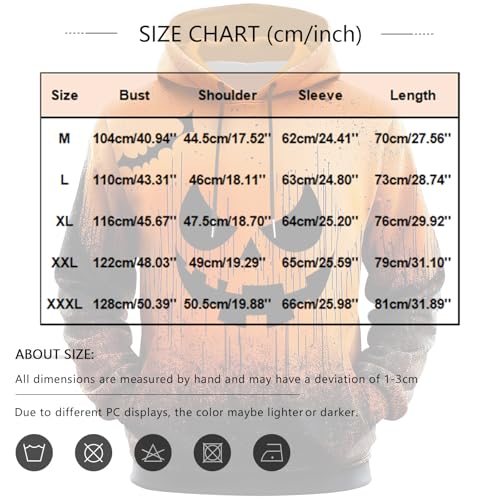 XIAXOGOOL Halloween Pumpkin Faces Hoodie Men Horror Hooded Spooky Face Sweatshirt Orange Funny Pullover4