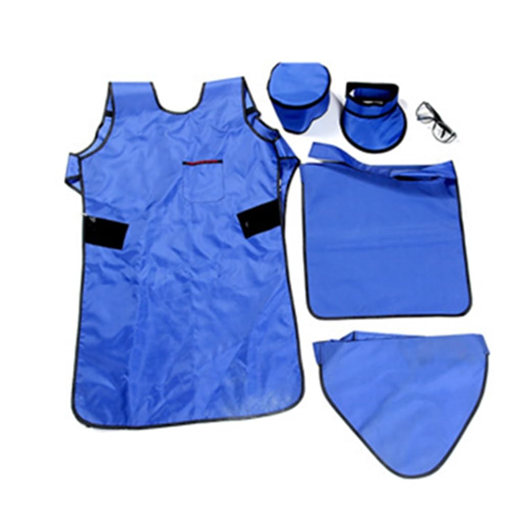 Delantal de Plomo Chaleco para Adultos, Traje Resistente a la radiación de Rayos X, Traje de Plomo, Juego de 6 Piezas, tamaño Ajustable, Impermeable y antiestático (Color : Blue, Size : 0.35mmPb)