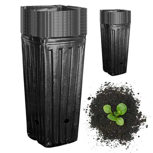 Kit di germinazione | Treepots profondi per vivaio - Coppe per il terreno riutilizzabili, vasi per piantare il terreno con durata, vaso per piantine di fiori e piante con fori di drenaggio, vasi da