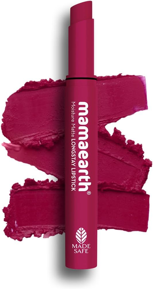 Mamaearth Moisture Matte Longstay Lipstick With Avocado Oil & Vitamin E For 12 Hour Long Stay-12 Berrylicious Magenta - 2 G