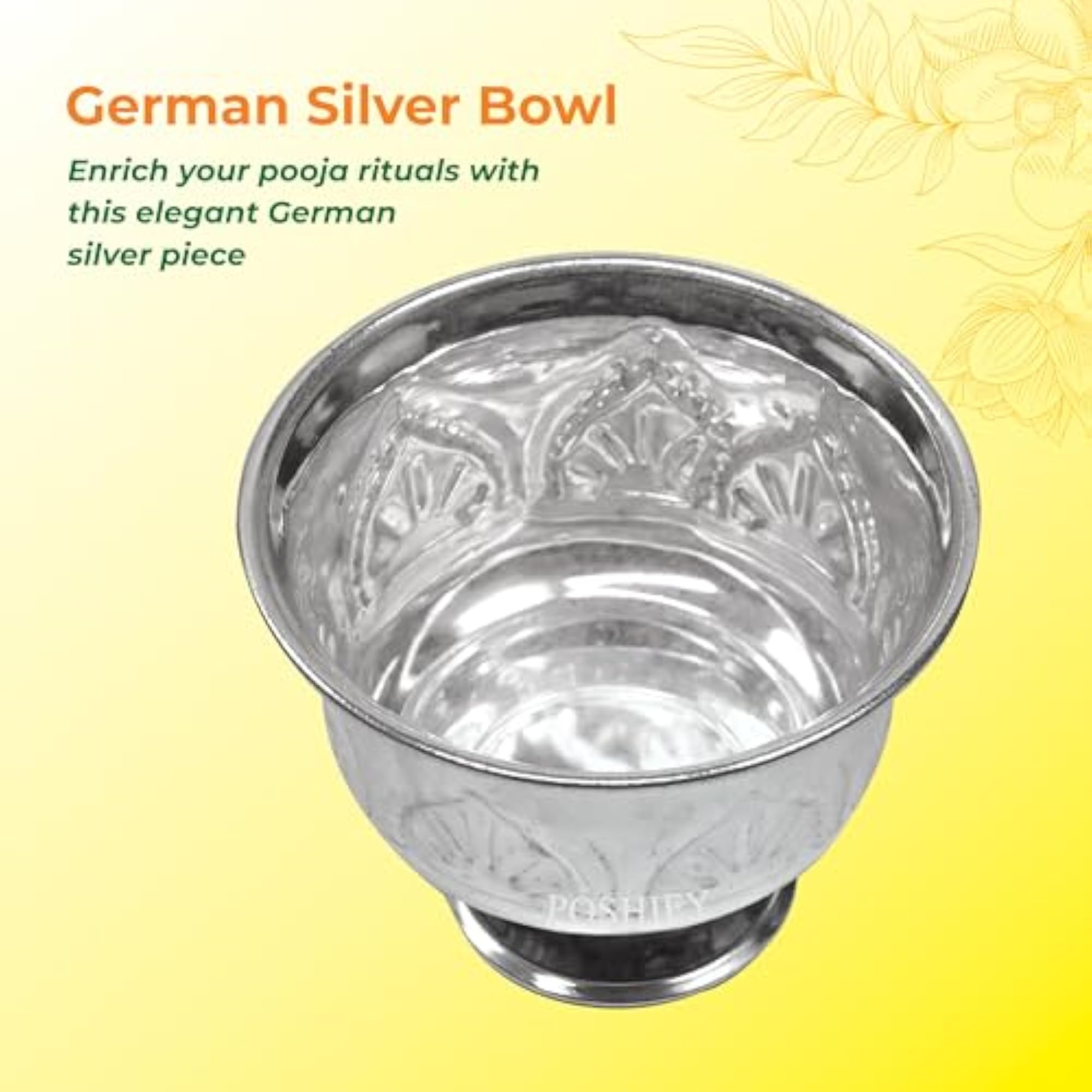 Traditional German Silver Stand Batlu Bowls for Puja, Pack of 2