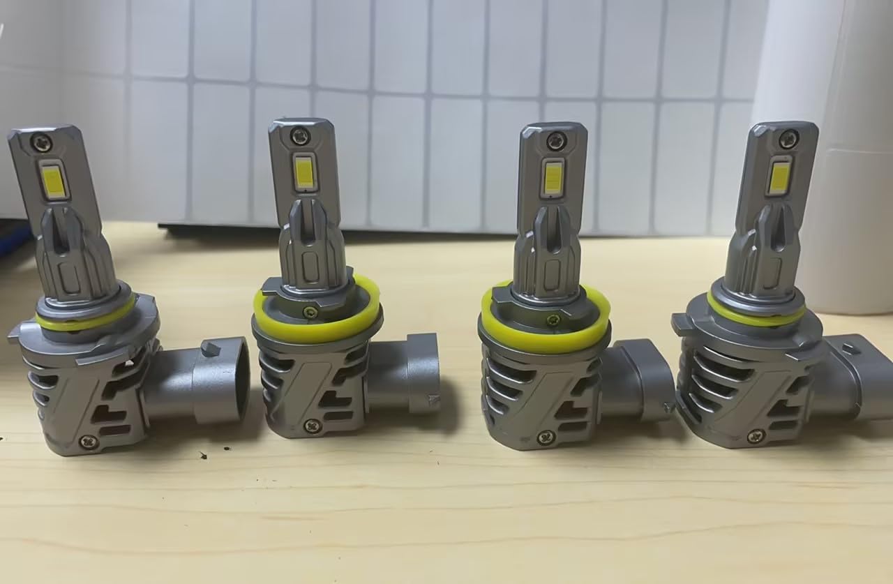 H11 9005 Light Bulbs Combo, 800% 52000LM Super Bright, 1:1 Mini Size H11 9005 Fog Light Bulbs with Cooling Fan, Real Plug and Play, Pack of 4