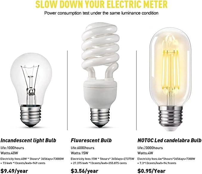 Miniatura 4 de Bombilla LED E26 de 4 W, equivalente a 40 W, bombilla tubular E26 no regulable, luz diurna cálida 4000 K, bombilla de filamento Edison transparente