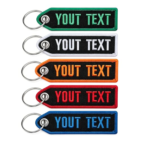 Custom Embroidered Text Keychain Personalized Name Tag for Keys Backpack Luggage