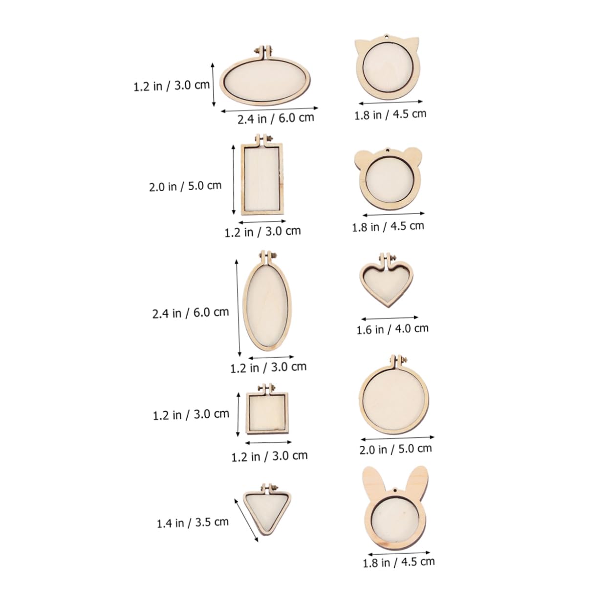 SEWACC 24piezas Aros De Bordado De Madera Para Manualidades Fijación Sencilla Incluye Formas Redondas Ovaladas Triangulares Para Proyectos De Costura y Bordado