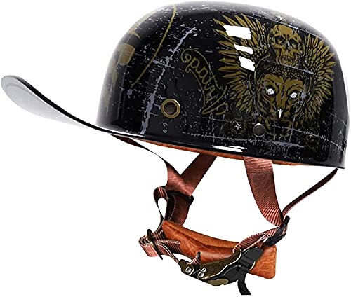 CFZWJ Adult Face Ouverts Moto Unisex Casque ECE Homologué Retro Casque De Moto Casquette De Baseball Demi-Casque pour Hommes Femmes Scooter Cyclomoteur, XL(61~63cm)