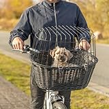 TRIXIE Hundekorb für das Fahrrad vorne bis 5 kg 50 × 41 × 35 cm - gewobener Hundefahrradkorb für den Lenker - in schicker Weidenoptik mit Kunststoff Gitter, 2818