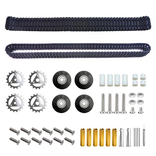 RC Robot Tank Track Kit with Metal Sprockets & Rubber Idler Wheels, DIY Crawler Vehicle Replacement Parts for Robotics Projects, DIY RC Cars, Pin Removal Tool & Hardware Included (GFS Track Kit)