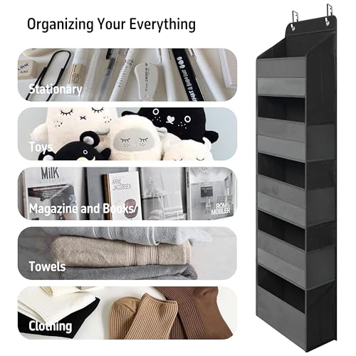 Over Door Organizer with 5 Large Pockets, Heavy Duty Hanging Organizer Storage, Closet Bathroom Nursery Bedroom Dorm, Toys Cosmetics Sundries and Baby Essentials, Black - Image 6