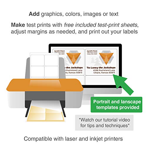 ChromaLabel 3.33 x 4 Inch Printable Labels, Compatible with Laser and Inkjet Printers, 150 Stickers per Pack, 25 Sheets, White - Thumbnail 3