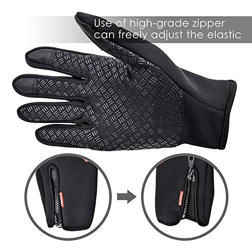 CYG&CL Outdoor Winter Touchscreen Warm Gloves, Water Resistant Windproof Anti-Slip Sports Gloves for Cycling Driving Running Hiking Climbing Skiing Sports, Adjustable Size for Men&Women