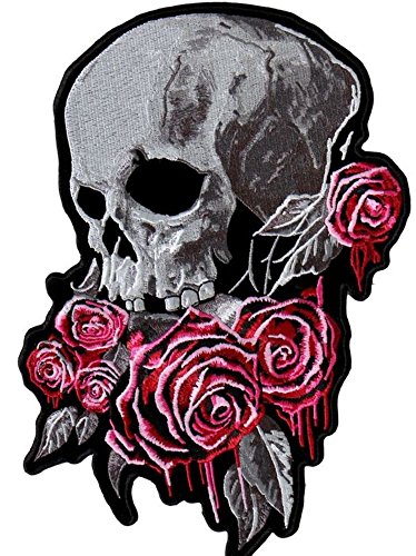 Hot Leathers, BLEEDING ROSES, High Thread Embroidered Iron-On / Saw-On Rayon PATCH - 3" x 4"