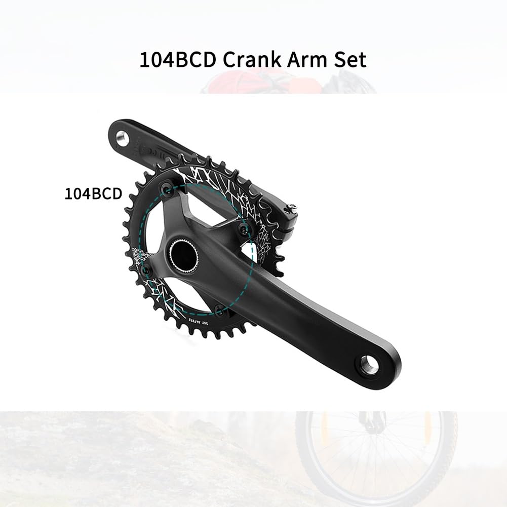 Guarnitura per mountain bike a velocità singola da 170 mm, guarnitura cava integrata 104 36T con corona rotonda e pedivella con movimento centrale BSA per 8/9/10/11/12 pollici in lega di alluminio
