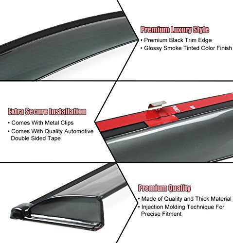Slim Vip Style Clip On Smoke Tinted Window Visor With Black Trim Compatible For 2006-2013 Lexus Is250 Is350 Is-F #TOP4