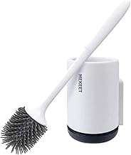 MEKEET Toilet Brush with Holder Set Soft Silicone Bristle Toilet Bowl Brush Compact Toilet Brush for Bathroom Cleaning Upgrade 2020 - Wall Mounted