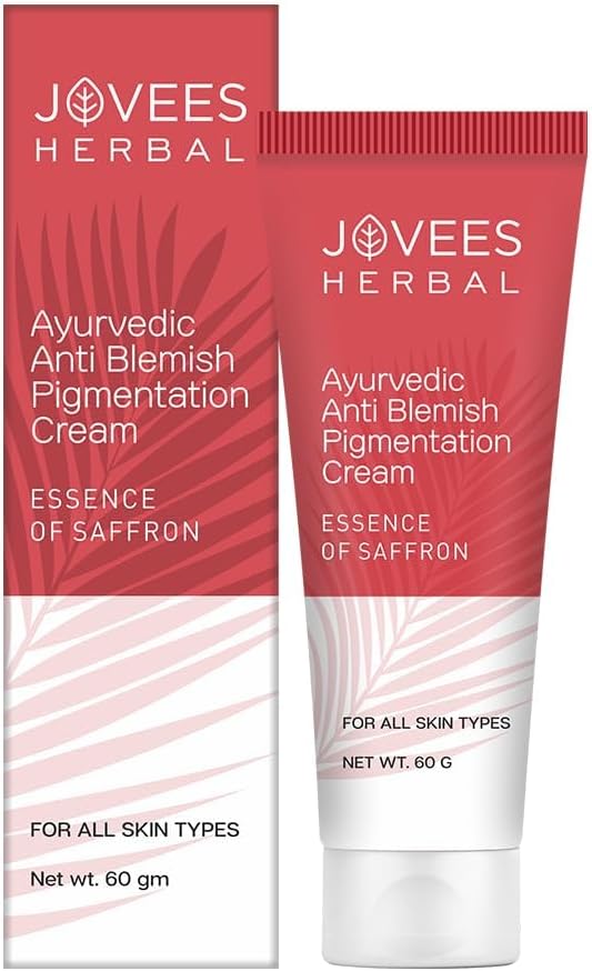 Anti-Blemish Pigmentation Cream with Saffron | Reduces Dark Spots, Acne Scars & Pigmentation | Ayurvedic Formula with Almond, Coconut & Olive Oil for Skin Brightening & Even Tone | For All Skin Types - 60g