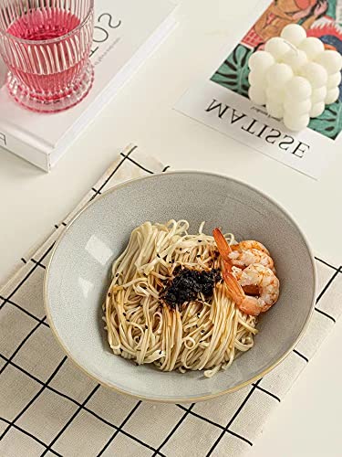 Mioseeya 4 7.5" Japanese Salad Bowls, Noodle Bowl, Soup Bowl, Ceramic Cutlery Set, Dinnerware Set #TOP5