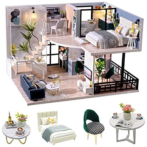 Cuteroom DIY Wooden Doll House Kit with Music Cover
