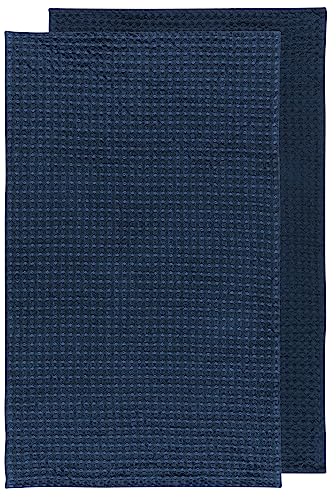 Now Designs Second Spin Waffle Texture Kitchen Towels, Set of 2, Navy Blue