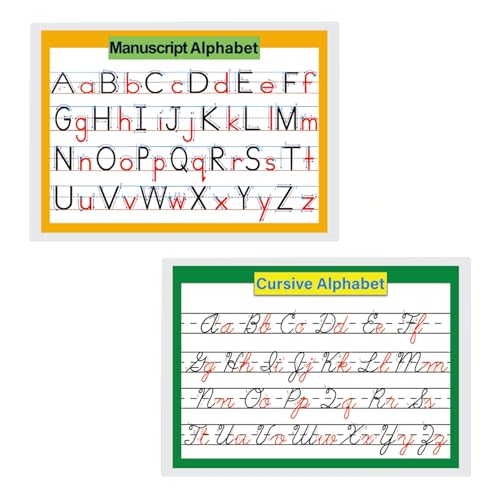 LUGMAZU 2 Pcs/set 26 Alphabet Cursive Training & Manuscript Chart for Classroom Decora | Classroom Organization learning posers for Kids -A4