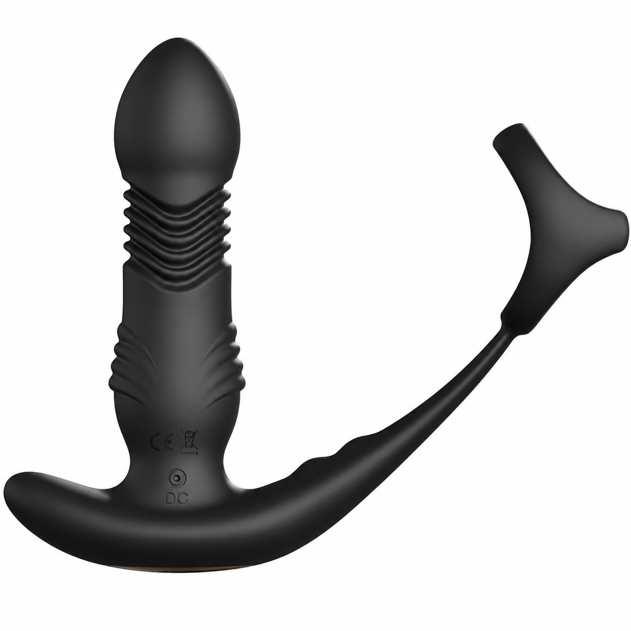 Masseur de Prostate Vibrant 3-en-1 avec Anneau Pénien - 10 Modes de Vibration & Poussée Télescopique - Plug Anal avec Télécommande - Silicone Médical & Étanche IPX7 - Noir