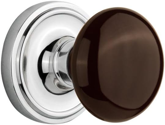 Nostalgic Warehouse Classic Rosette with Brown Porcelain Door Knob, Passage - 2.375", Oil-Rubbed Bronze