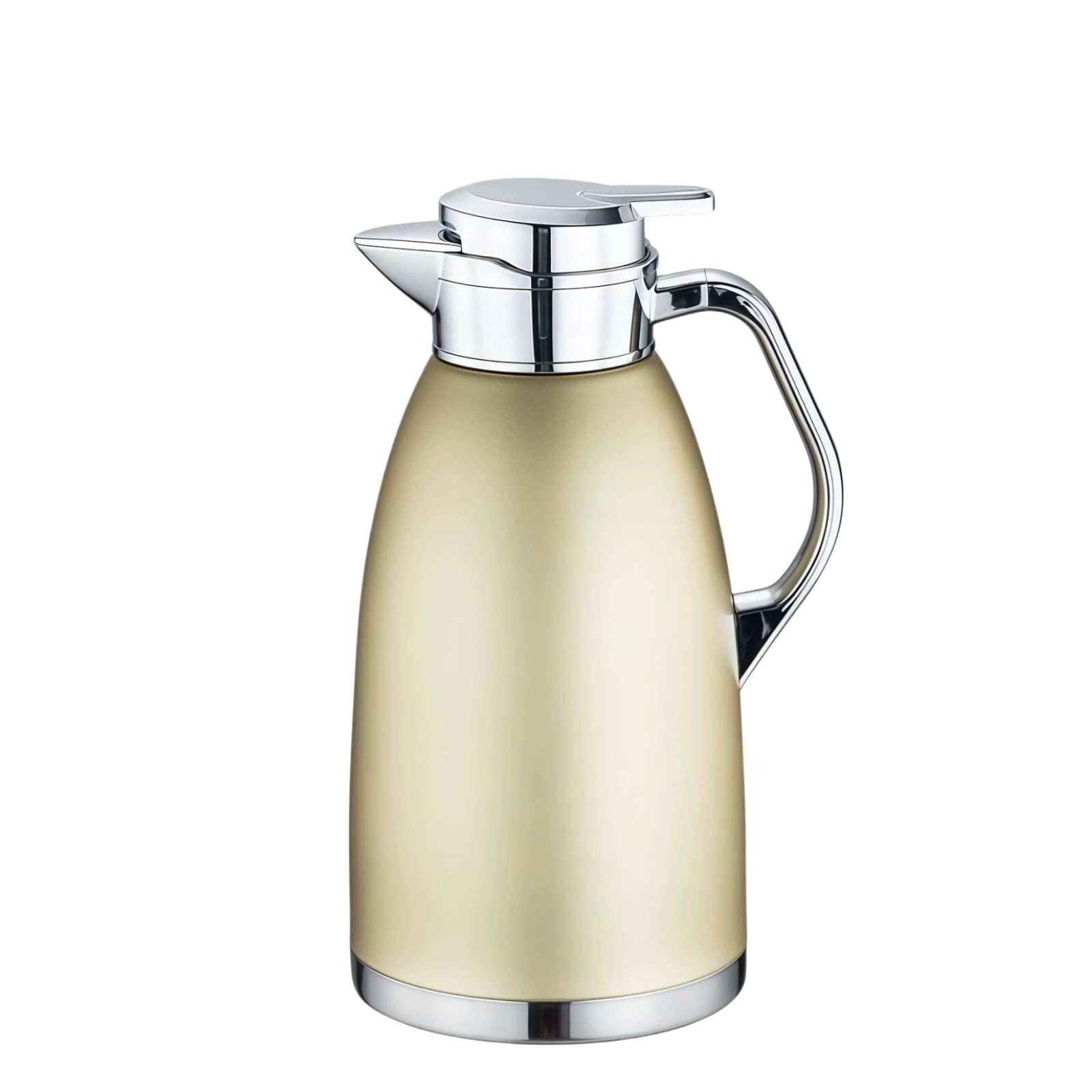 Caraffa termica da caffè in acciaio inox, doppia parete isolata sottovuoto, ritenzione calda e fredda, 2,3 l, per acqua, caffè, tè, bevande, beige