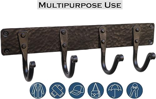 Miniatura 10 de The Metal Magician Ganchos de hierro con cabeza de oveja para montaje en pared, juego de 3 toalleros resistentes para colgar sombreros, abrigos,