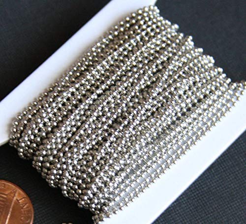 10 ft Antiqued Brass Round Cable Chain Brass Beads 2X2.5mm, Bulk Beaded Chain, Antique Brass Beaded Chain